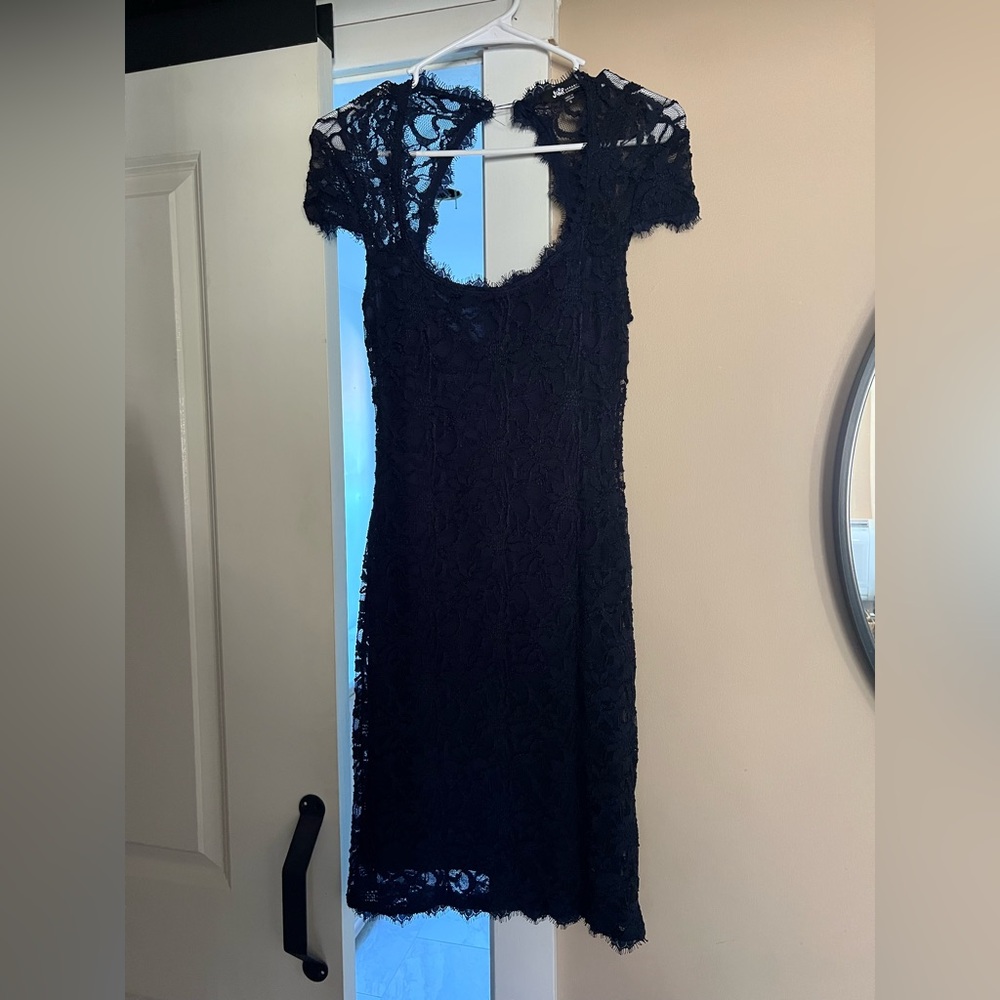 Navy Blue Mini Lace Dress